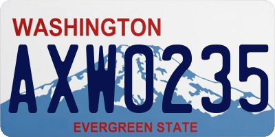 WA license plate AXW0235
