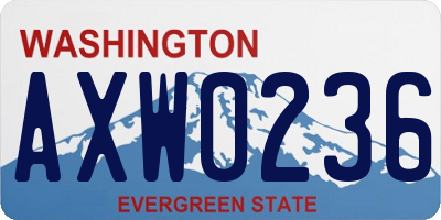 WA license plate AXW0236