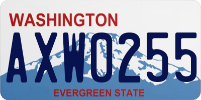 WA license plate AXW0255