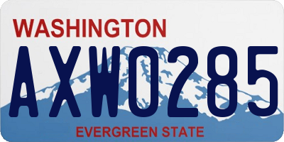 WA license plate AXW0285