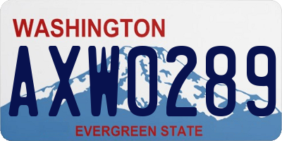WA license plate AXW0289