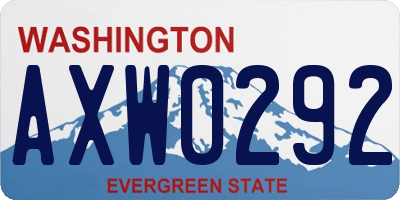 WA license plate AXW0292