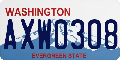 WA license plate AXW0308