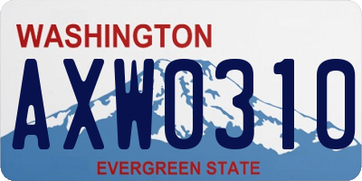WA license plate AXW0310