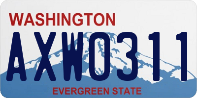 WA license plate AXW0311
