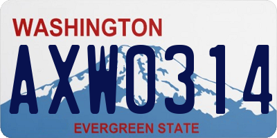 WA license plate AXW0314