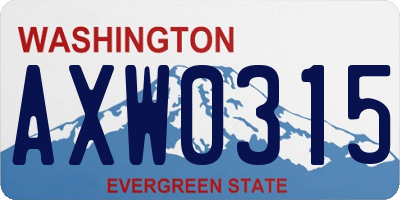 WA license plate AXW0315