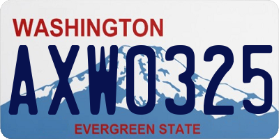 WA license plate AXW0325