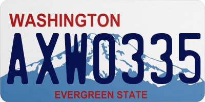 WA license plate AXW0335