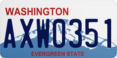 WA license plate AXW0351