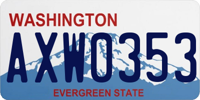 WA license plate AXW0353