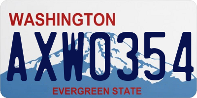WA license plate AXW0354