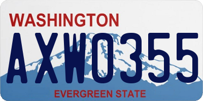 WA license plate AXW0355