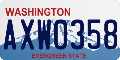 WA license plate AXW0358