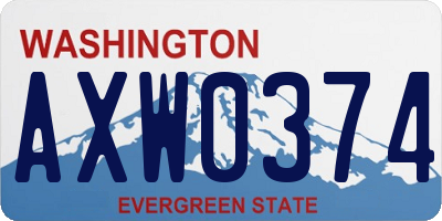 WA license plate AXW0374