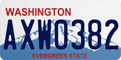 WA license plate AXW0382