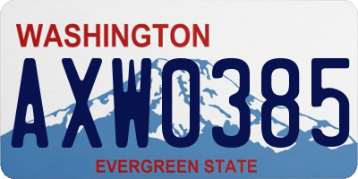 WA license plate AXW0385