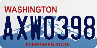 WA license plate AXW0398