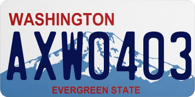 WA license plate AXW0403
