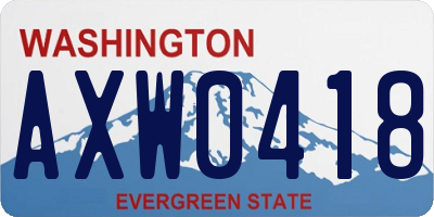 WA license plate AXW0418