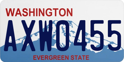 WA license plate AXW0455