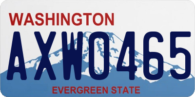 WA license plate AXW0465