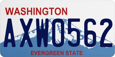 WA license plate AXW0562
