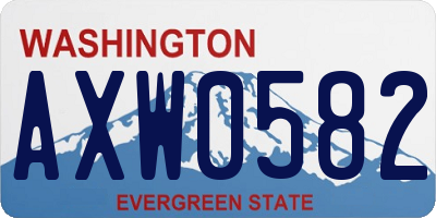 WA license plate AXW0582