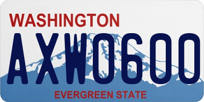 WA license plate AXW0600