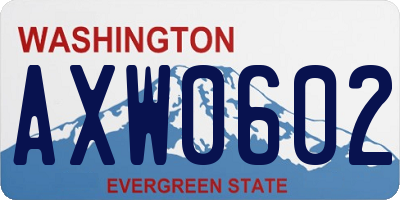 WA license plate AXW0602