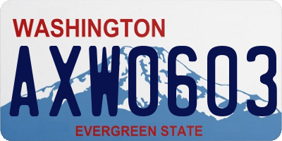 WA license plate AXW0603