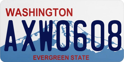 WA license plate AXW0608