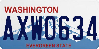 WA license plate AXW0634