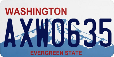 WA license plate AXW0635