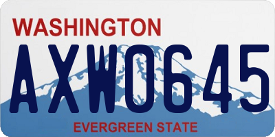 WA license plate AXW0645