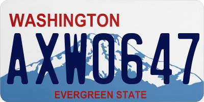 WA license plate AXW0647