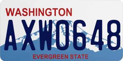 WA license plate AXW0648