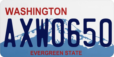 WA license plate AXW0650