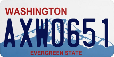 WA license plate AXW0651