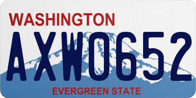 WA license plate AXW0652