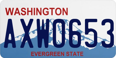 WA license plate AXW0653