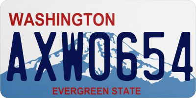WA license plate AXW0654