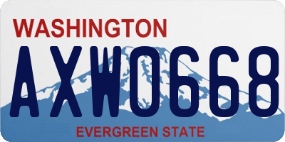WA license plate AXW0668