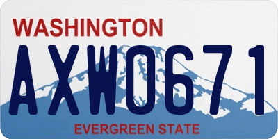 WA license plate AXW0671