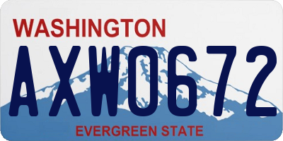 WA license plate AXW0672