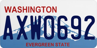 WA license plate AXW0692