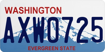 WA license plate AXW0725