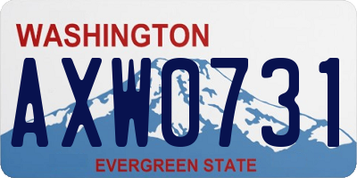 WA license plate AXW0731