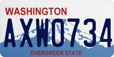WA license plate AXW0734