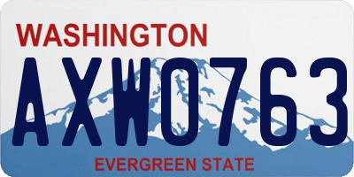 WA license plate AXW0763
